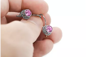 Amatista Plata de ley 925 Pendientes Vintage vec117s